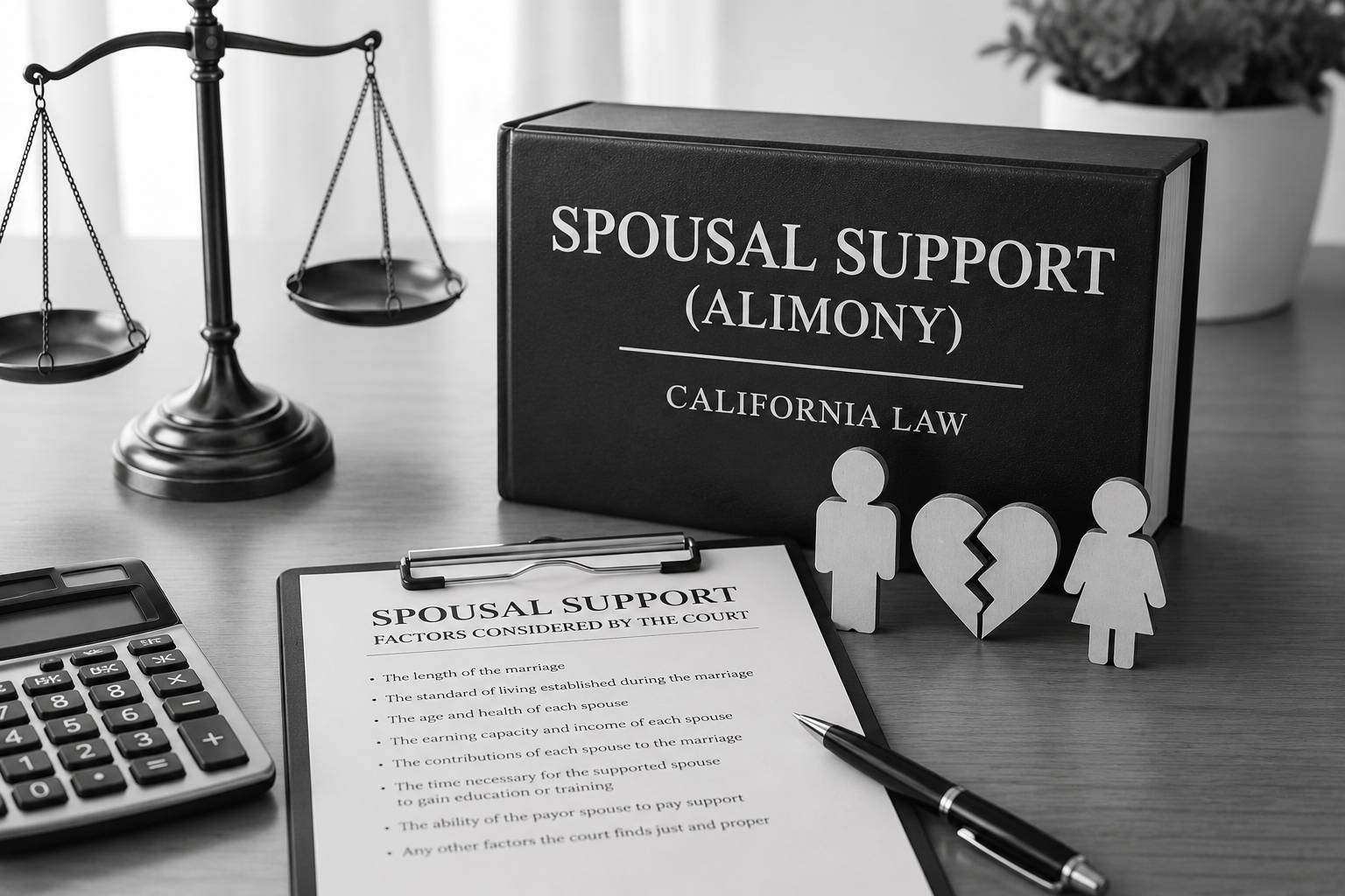 Spousal support and alimony under California law, including financial considerations in divorce cases